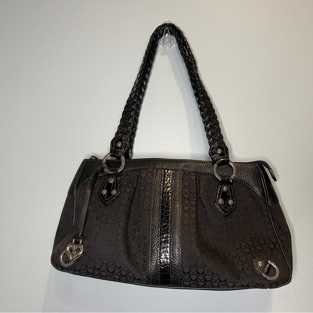 Brighton Black Leather Rope Shoulder Handbag